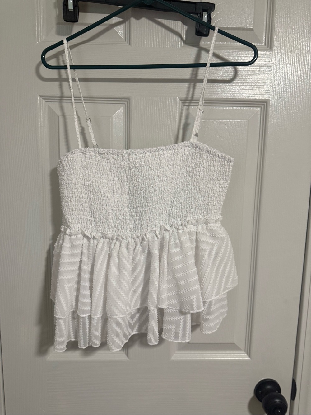 SHEIN White Smocked Ruffle Cami Top